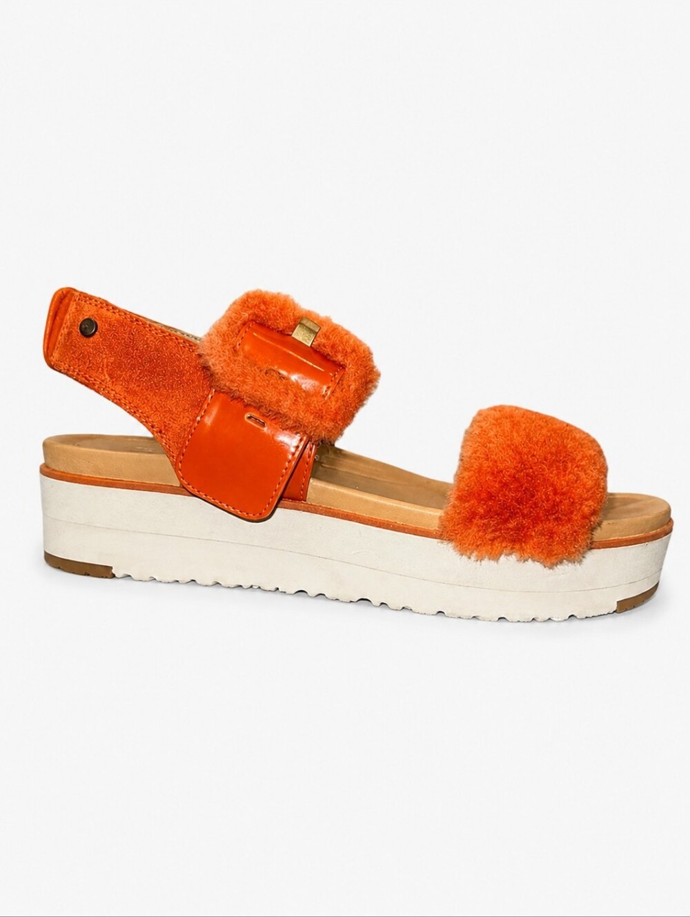 UGG | Le Fluff Orange Shearling Platform Sandals US 11 - Picture 2 of 7